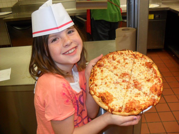Cheese pizza and little girl