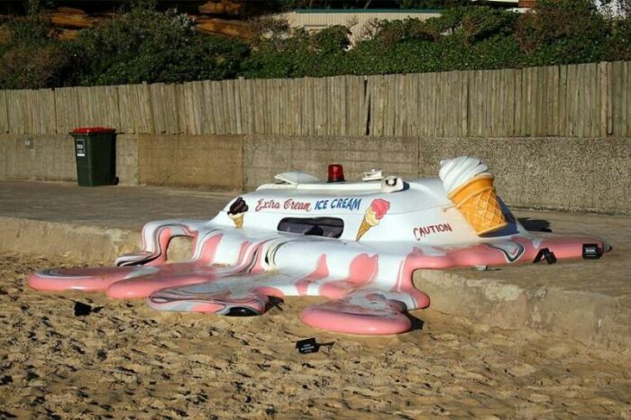 Melted ice cream truck